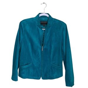Vintage 90s Y2K Bernardo, women’s leather jacket size petite, large Teal